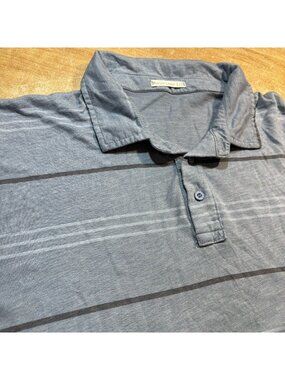 MARINE LAYER Blue Striped Polo Short Sleeve USA